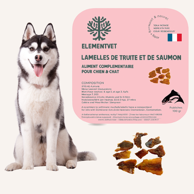 Friandises lamelles de truite et de saumon