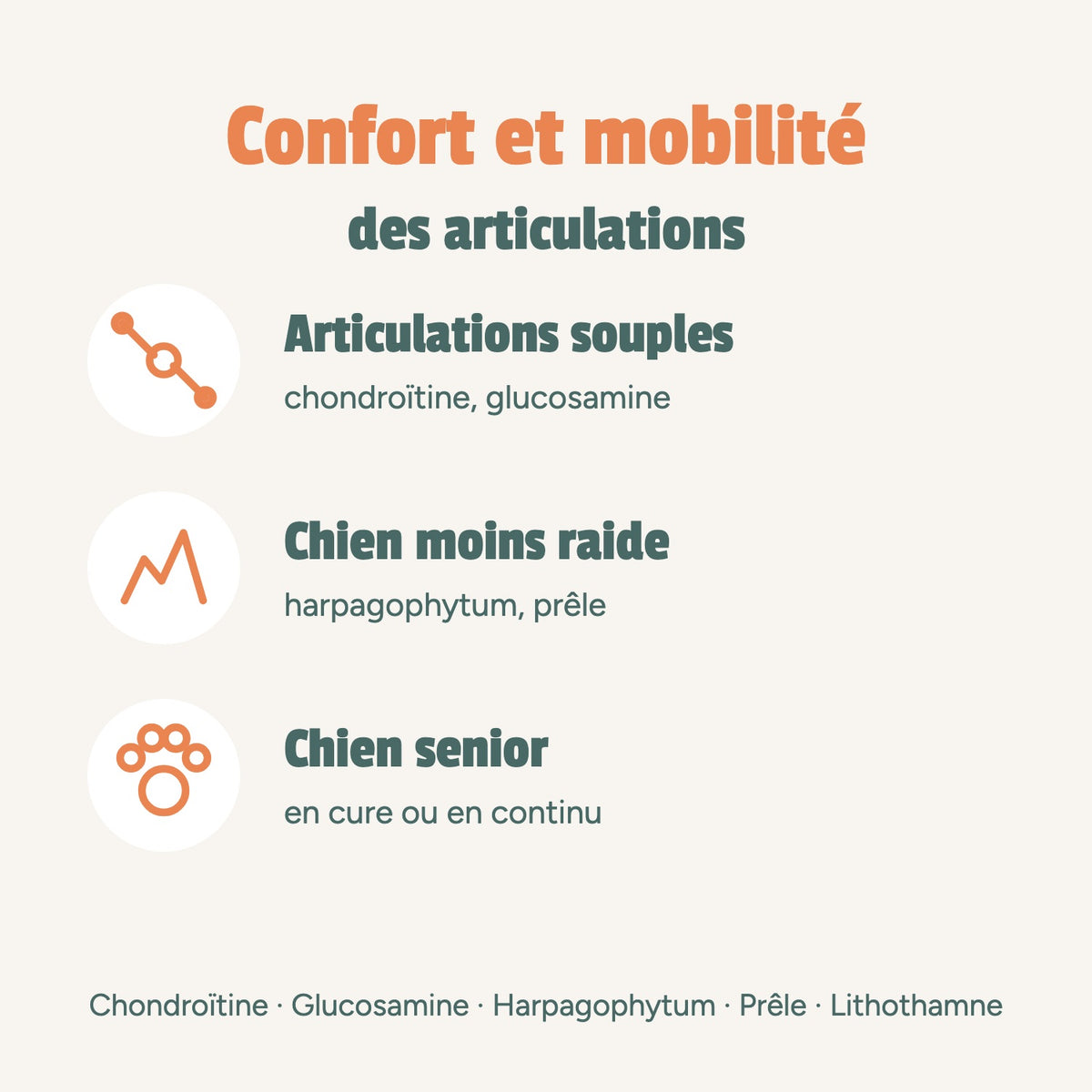 Confort et mobilité des articulations : articulations souples, chien moins raide, chien senior