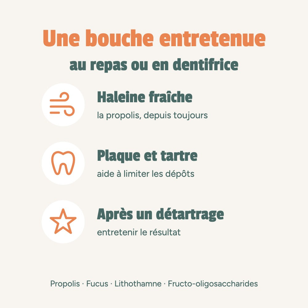 Une bouche entretenue au repas ou en dentifrice : haleine fraîche, plaque et tartre, après un détartrage
